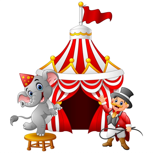 Carnival Circus Theme Tent Ringmaster Elephant Transparent Sticker